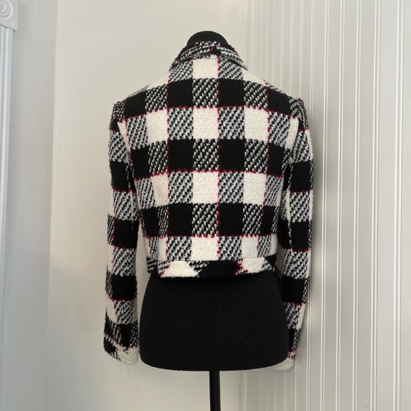 Tristan Wool Blend Plaid Cropped Business Casual Jacket - Picture 3 of 5
